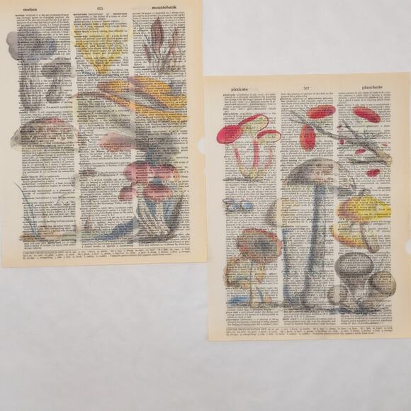 Mushroom Dictionary Prints 2, Colorful Mushroom Prints, Book Page Prints - Picture 4 of 6